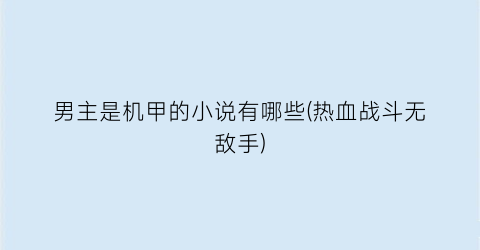 男主是机甲的小说有哪些(热血战斗无敌手)