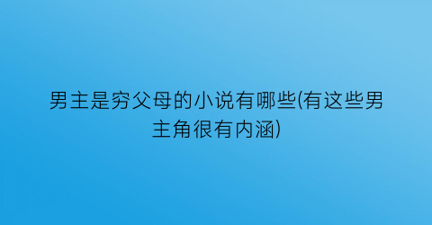 男主是穷父母的小说有哪些(有这些男主角很有内涵)