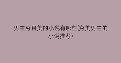 男主穷且美的小说有哪些(穷美男主的小说推荐)