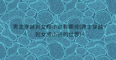 男主穿越到女频小说有哪些(男主穿越到女频小说的世界)