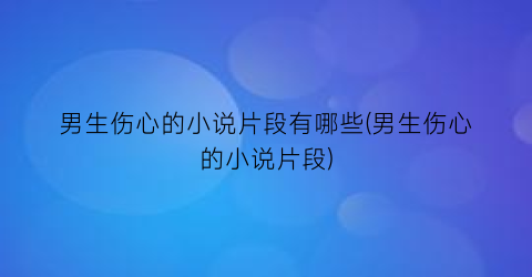 男生伤心的小说片段有哪些(男生伤心的小说片段)
