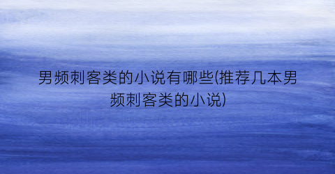 男频刺客类的小说有哪些(推荐几本男频刺客类的小说)
