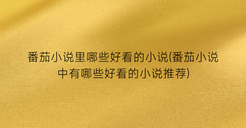 番茄小说里哪些好看的小说(番茄小说中有哪些好看的小说推荐)