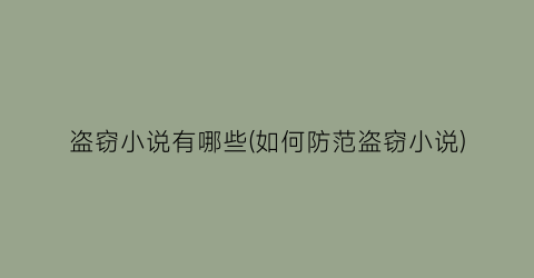 盗窃小说有哪些(如何防范盗窃小说)