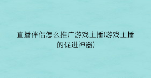 “直播伴侣怎么推广游戏主播(游戏主播的促进神器)