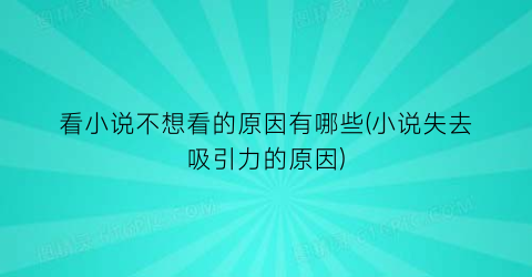 看小说不想看的原因有哪些(小说失去吸引力的原因)
