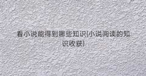 看小说能得到哪些知识(小说阅读的知识收获)