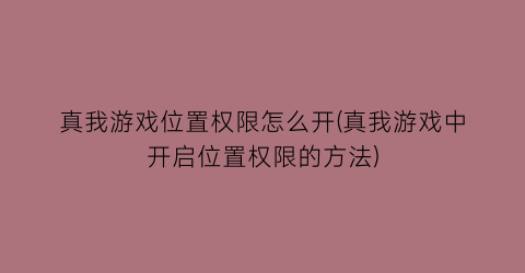 真我游戏位置权限怎么开(真我游戏中开启位置权限的方法)