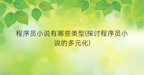 程序员小说有哪些类型(探讨程序员小说的多元化)