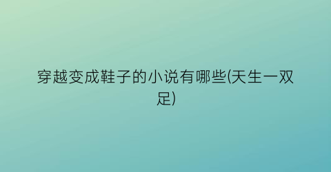 穿越变成鞋子的小说有哪些(天生一双足)