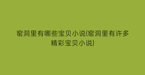 窑洞里有哪些宝贝小说(窑洞里有许多精彩宝贝小说)