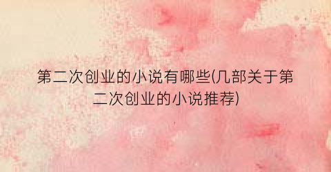 第二次创业的小说有哪些(几部关于第二次创业的小说推荐)