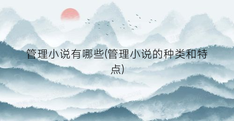 管理小说有哪些(管理小说的种类和特点)