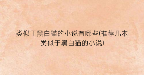 类似于黑白猫的小说有哪些(推荐几本类似于黑白猫的小说)