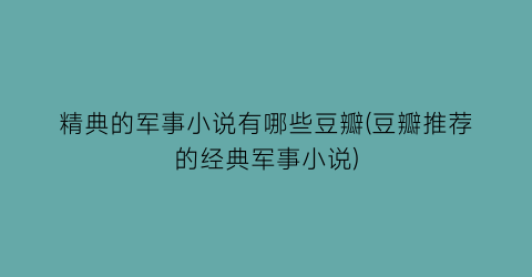 精典的军事小说有哪些豆瓣(豆瓣推荐的经典军事小说)