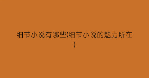 细节小说有哪些(细节小说的魅力所在)