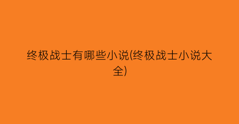 终极战士有哪些小说(终极战士小说大全)