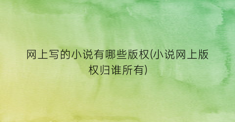 网上写的小说有哪些版权(小说网上版权归谁所有)