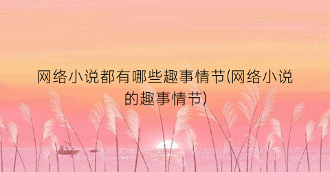 网络小说都有哪些趣事情节(网络小说的趣事情节)