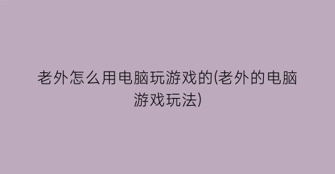 “老外怎么用电脑玩游戏的(老外的电脑游戏玩法)