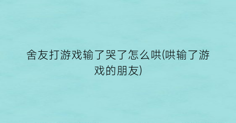 “舍友打游戏输了哭了怎么哄(哄输了游戏的朋友)