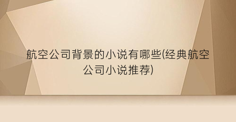 航空公司背景的小说有哪些(经典航空公司小说推荐)