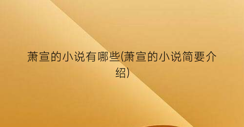 萧宣的小说有哪些(萧宣的小说简要介绍)
