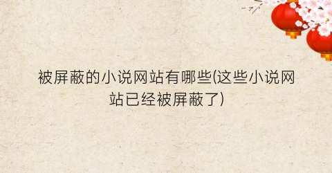 被屏蔽的小说网站有哪些(这些小说网站已经被屏蔽了)