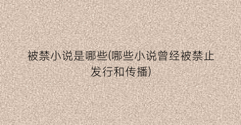 被禁小说是哪些(哪些小说曾经被禁止发行和传播)