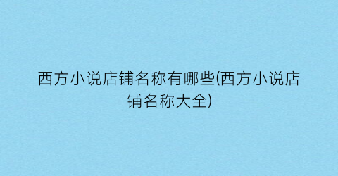 西方小说店铺名称有哪些(西方小说店铺名称大全)