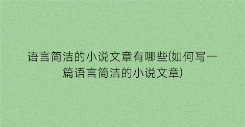 语言简洁的小说文章有哪些(如何写一篇语言简洁的小说文章)