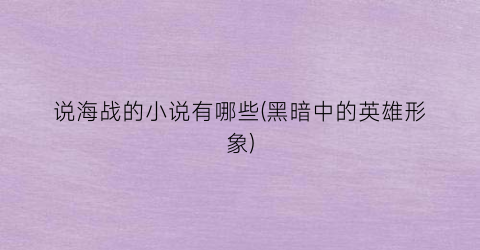 说海战的小说有哪些(黑暗中的英雄形象)