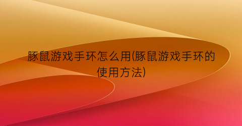 “豚鼠游戏手环怎么用(豚鼠游戏手环的使用方法)