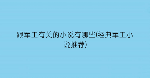 跟军工有关的小说有哪些(经典军工小说推荐)