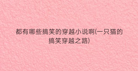 都有哪些搞笑的穿越小说啊(一只猫的搞笑穿越之路)