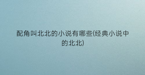配角叫北北的小说有哪些(经典小说中的北北)