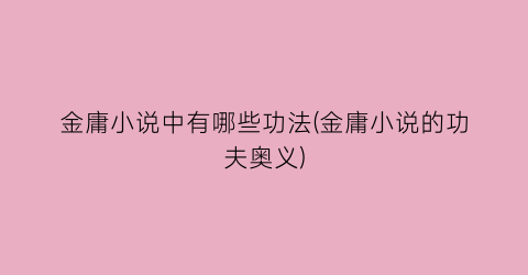 金庸小说中有哪些功法(金庸小说的功夫奥义)