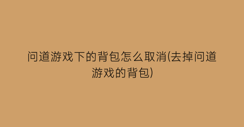 问道游戏下的背包怎么取消(去掉问道游戏的背包)