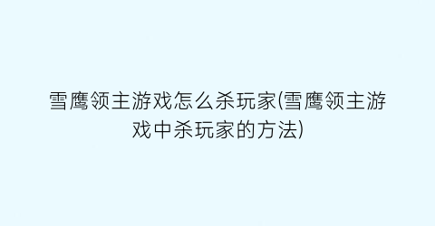 “雪鹰领主游戏怎么杀玩家(雪鹰领主游戏中杀玩家的方法)