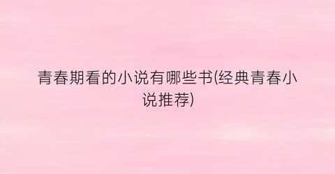 青春期看的小说有哪些书(经典青春小说推荐)