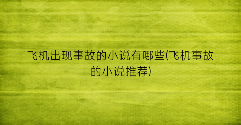 飞机出现事故的小说有哪些(飞机事故的小说推荐)