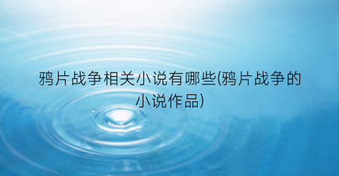 鸦片战争相关小说有哪些(鸦片战争的小说作品)