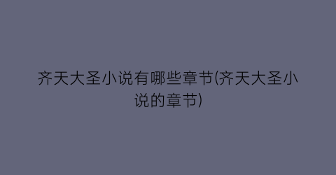 齐天大圣小说有哪些章节(齐天大圣小说的章节)