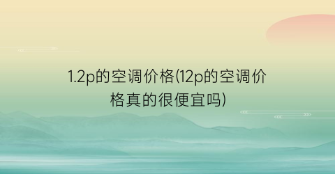 1.2p的空调价格(12p的空调价格真的很便宜吗)
