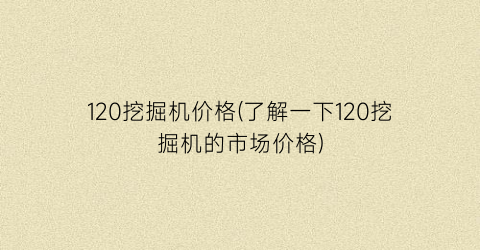 120挖掘机价格(了解一下120挖掘机的市场价格)