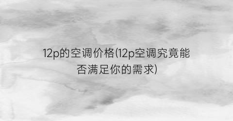 12p的空调价格(12p空调究竟能否满足你的需求)