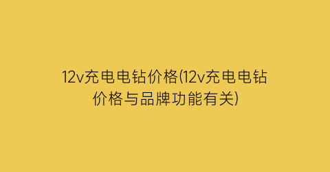 12v充电电钻价格(12v充电电钻价格与品牌功能有关)