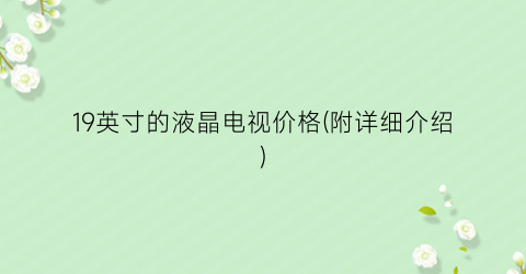 19英寸的液晶电视价格(附详细介绍)