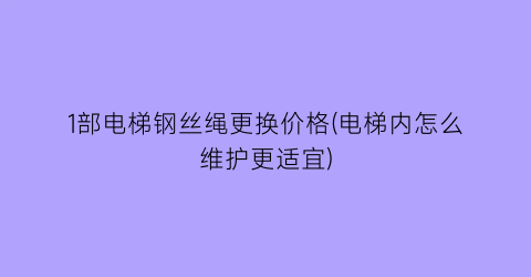 1部电梯钢丝绳更换价格(电梯内怎么维护更适宜)