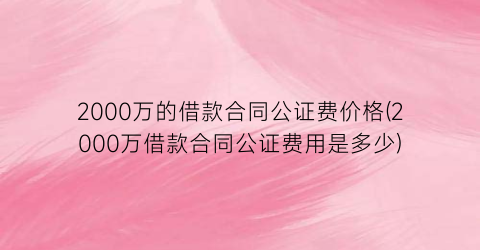 2000万的借款合同公证费价格(2000万借款合同公证费用是多少)
